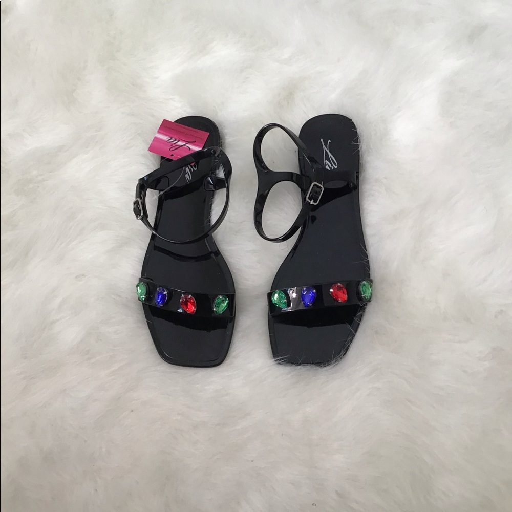 LIA BLACK MULTI-COLORED JELLY SANDALS